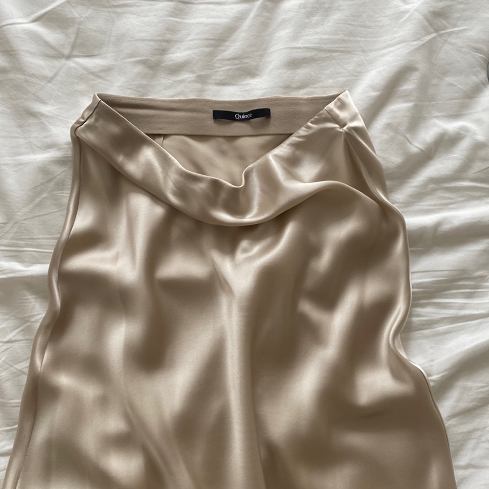 quince silk midi skirt
